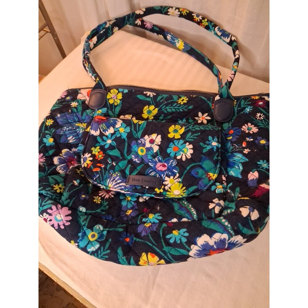 Vera Bradley Purse Carson East West Tote Moonlight Garden 12" W x 5" D x 10"H